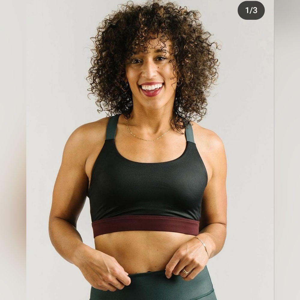 Zyia‎ Burgundy Pine Illusion Light N Tight Sports Bra Women's Size XXL Strappy